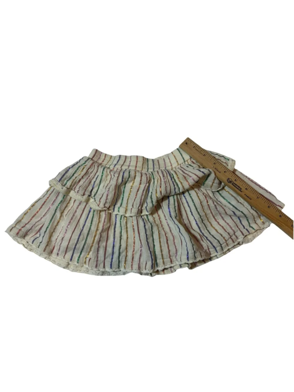 Gap Kids Tiered Rainbow Metallic Stripe Skirt XS Cottagecore Boho